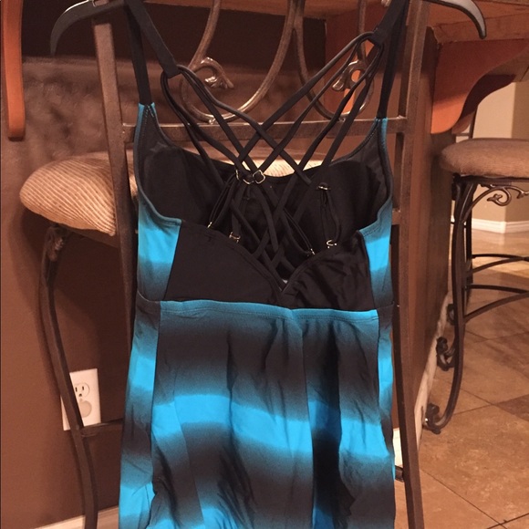 Stripe Print Strappy back Tankini Swim Suit - Picture 2 of 6